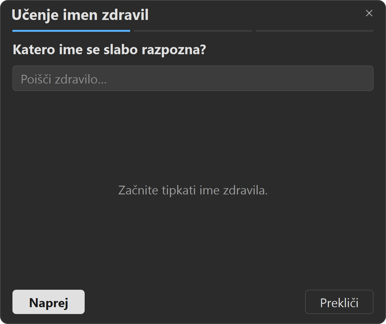 Čarovnik za učenje imen zdravil