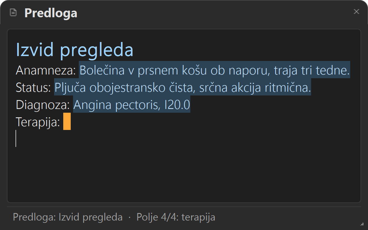 Izpolnjevanje predloge z glasom